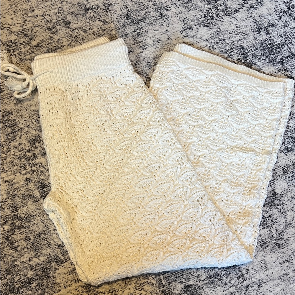 Aerie White Lace Knit Pants